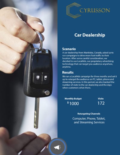 Car Dealer LocalAds Case Study – Car Dealership | Cyrusson Inc