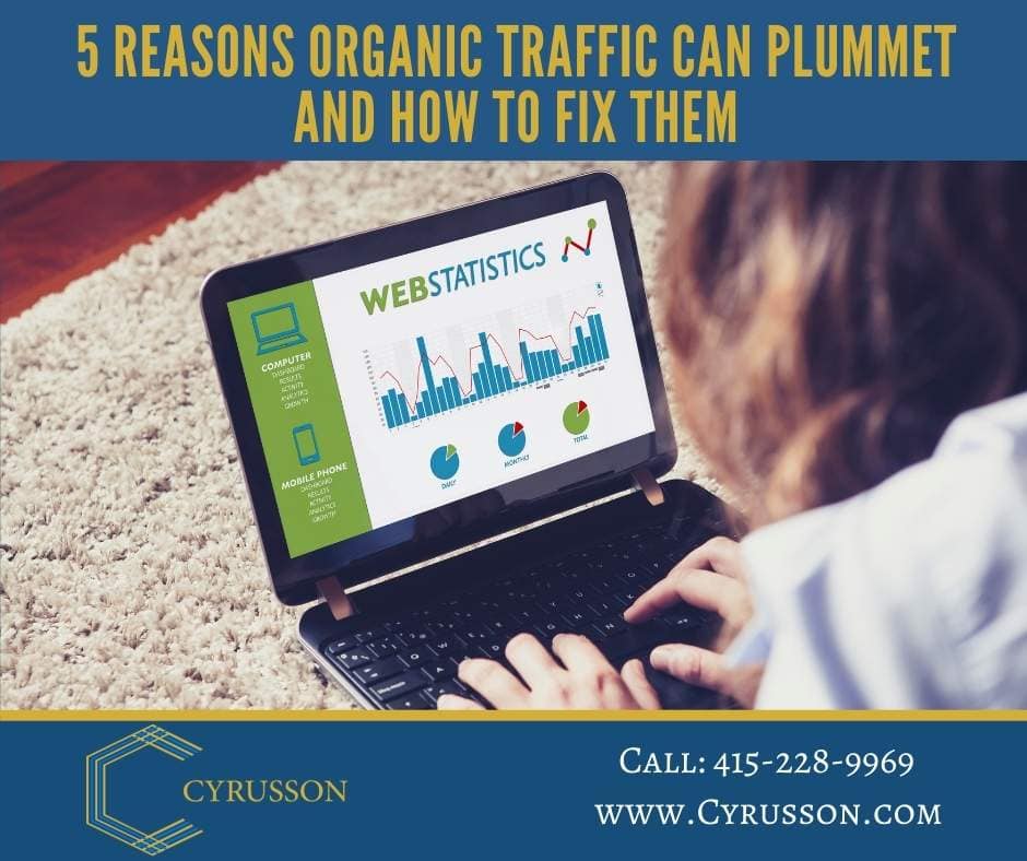 5 Reasons Organic Traffic Can Plummet and How to Fix Them | Cyrusson | Boutique Marketing Agency | Marketing Strategy